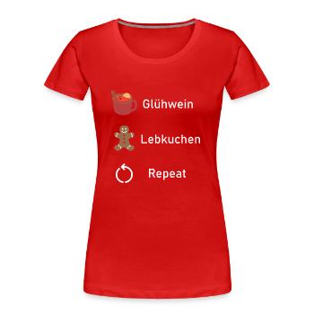 MULLED WINE GINGERBREAD REPEAT - Women's Premium Organic T-Shirt - red - Front - Mia (176cm)