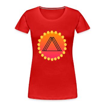 Sonnen- und Flower-Power-Dreiecke - Frauen Premium Bio T-Shirt - Rot - Vorne - Mia (176cm)