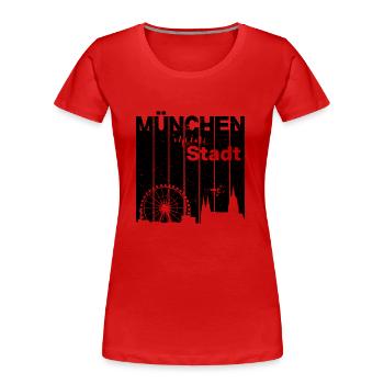 München - Meine Stadt - Frauen Premium Bio T-Shirt - Rot - Vorne - Mia (176cm)