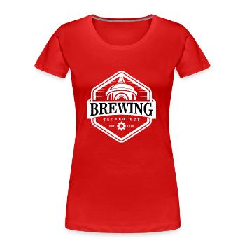 Brauerei, Vintage-inspiriertes Logo - Frauen Premium Bio T-Shirt - Rot - Vorne - Mia (176cm)