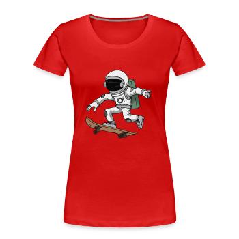 Astronaut rides skateboard space astronauts - Women's Premium Organic T-Shirt - red - Front - Mia (176cm)