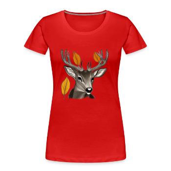 Deer head in autumn Deer antlers Goat Fawn 4 - Women's Premium Organic T-Shirt - red - Front - Mia (176cm)