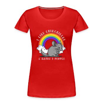 I like Chinchillas and maybe 3 people Motiv - Frauen Premium Bio T-Shirt - Rot - Vorne - Mia (176cm)