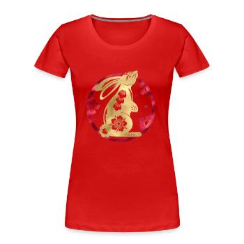2023 - Year of the Rabbit | Chinese New Year - Frauen Premium Bio T-Shirt - Rot - Vorne - Mia (176cm)