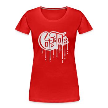 cats and tats Zitat - Frauen Premium Bio T-Shirt - Rot - Vorne - Mia (176cm)