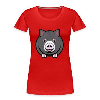Schwein süß Schweinchen Schweine Tier Tiere 11 - Frauen Premium Bio T-Shirt - Rot - Vorne - Mia (176cm)