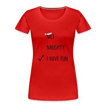 Sympa coquin je m’amuse - T-shirt bio Premium Femme - rouge - Devant - Mia (176cm)