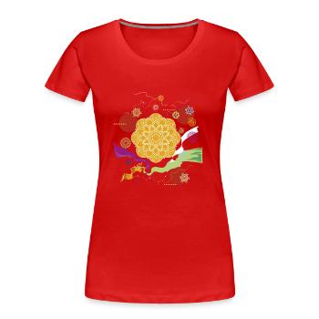 Energie und Lebensfreude - Frauen Premium Bio T-Shirt - Rot - Vorne - Mia (176cm)