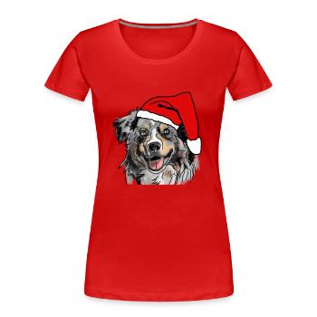 Australian Shepherd Aussie Weihnachten - Frauen Premium Bio T-Shirt - Rot - Vorne - Mia (176cm)