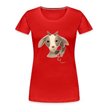 Les chèvres m’appellent, chèvre téléphone mignon - T-shirt bio Premium Femme - rouge - Devant - Mia (176cm)