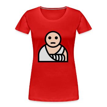 Bandage de plâtre cassé au bras - T-shirt bio Premium Femme - rouge - Devant - Mia (176cm)