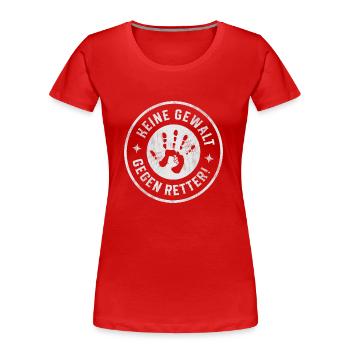 #keinegewaltgegenretter Keine Gewalt gegen Retter - Frauen Premium Bio T-Shirt - Rot - Vorne - Mia (176cm)