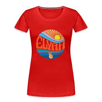 Elyah Shirt Vintage Sunset Elyah Groovy Tie Dye - Women's Premium Organic T-Shirt - red - Front - Mia (176cm)
