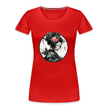 Geisha Cyber Beta - Frauen Premium Bio T-Shirt - Rot - Vorne - Mia (176cm)