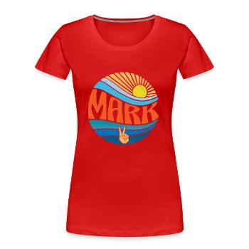 Mark Shirt Vintage Sunset Mark Groovy Tie Dye - Frauen Premium Bio T-Shirt - Rot - Vorne - Mia (176cm)