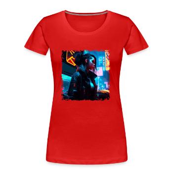 Sci-Fi neon artwork with a young punk in neon - Women's Premium Organic T-Shirt - red - Front - Mia (176cm)
