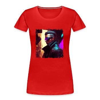 Soldat d’œuvres d’art dans le contexte cybernétique du futur - T-shirt bio Premium Femme - rouge - Devant - Mia (176cm)