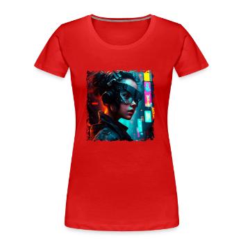 Cyborg du futur avec des implants high-tech - T-shirt bio Premium Femme - rouge - Devant - Mia (176cm)