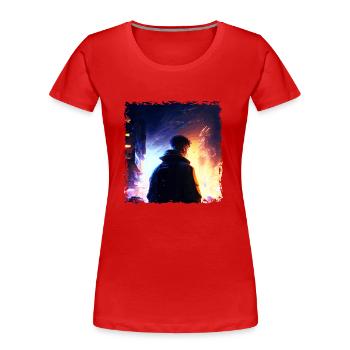 Punk Man in the Battle of the Future in Sci-Fi War - Women's Premium Organic T-Shirt - red - Front - Mia (176cm)