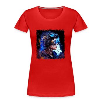 High-tech pilot in the cyber war of the future - Women's Premium Organic T-Shirt - red - Front - Mia (176cm)