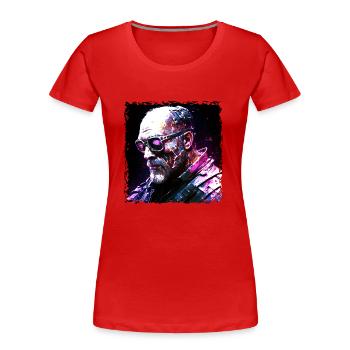 Cyborg, android and mercenaries of the future in neon - Women's Premium Organic T-Shirt - red - Front - Mia (176cm)