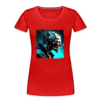 A cyborg monster in a dystopian future - Women's Premium Organic T-Shirt - red - Front - Mia (176cm)