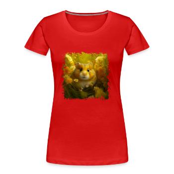 Europäische Hamster leben in weiten Teilen Europas - Frauen Premium Bio T-Shirt - Rot - Vorne - Mia (176cm)