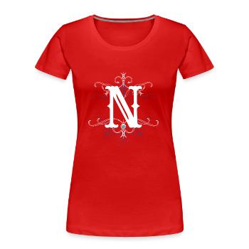 Letter N (N) - Women's Premium Organic T-Shirt - red - Front - Mia (176cm)