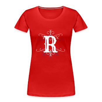 Lettre R (R) - T-shirt bio Premium Femme - rouge - Devant - Mia (176cm)