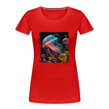 Quallen sind faszinierende Meeresbewohner - Frauen Premium Bio T-Shirt - Rot - Vorne - Mia (176cm)