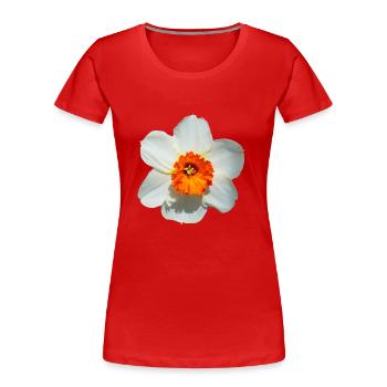 La jonquille vient de la Méditerranée - T-shirt bio Premium Femme - rouge - Devant - Mia (176cm)