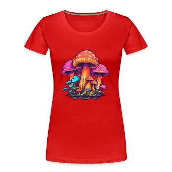 Psychédélique champi - T-shirt bio Premium Femme - rouge - Devant - Mia (176cm)