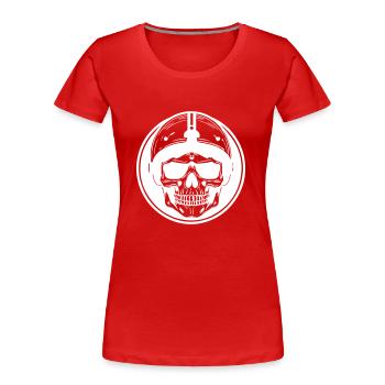 Biker Totenkopf - Frauen Premium Bio T-Shirt - Rot - Vorne - Mia (176cm)