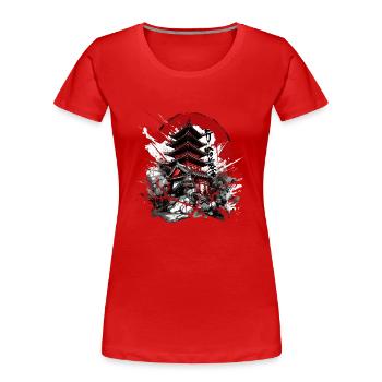 Japon Temple japonais Nihon - T-shirt bio Premium Femme - rouge - Devant - Mia (176cm)