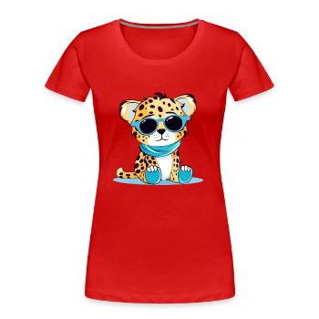 Malo le léopard - T-shirt bio Premium Femme - rouge - Devant - Mia (176cm)