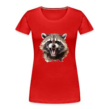 Raton laveur Nature Tête de raton laveur - T-shirt bio Premium Femme - rouge - Devant - Mia (176cm)