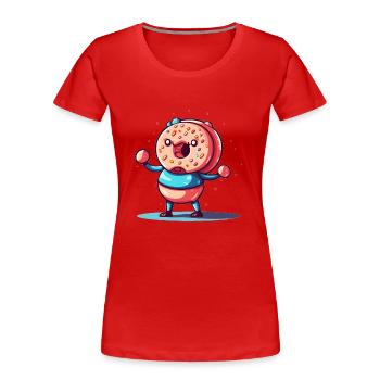 Donut est heureux avec beaucoup d’ combatif - T-shirt bio Premium Femme - rouge - Devant - Mia (176cm)