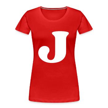 Lettre j - T-shirt bio Premium Femme - rouge - Devant - Mia (176cm)