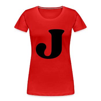 Lettre j - T-shirt bio Premium Femme - rouge - Devant - Mia (176cm)