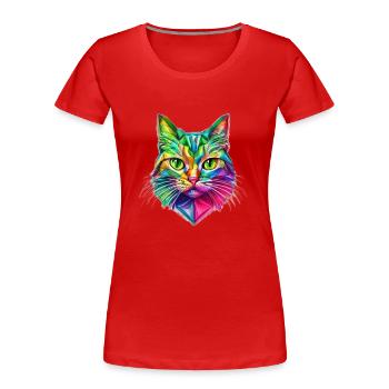 AUFFÄLLIGE STILISIERTE KATZE - Frauen Premium Bio T-Shirt - Rot - Vorne - Mia (176cm)