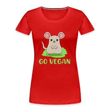 Mouse design for proud vegans - Women's Premium Organic T-Shirt - red - Front - Mia (176cm)