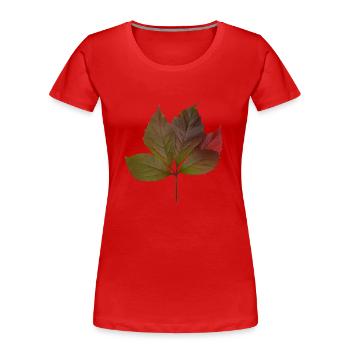Herbstblatt, Autumn Leaf - Frauen Premium Bio T-Shirt - Rot - Vorne - Mia (176cm)