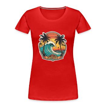 surf plage palmier soleil vacances - T-shirt bio Premium Femme - rouge - Devant - Mia (176cm)