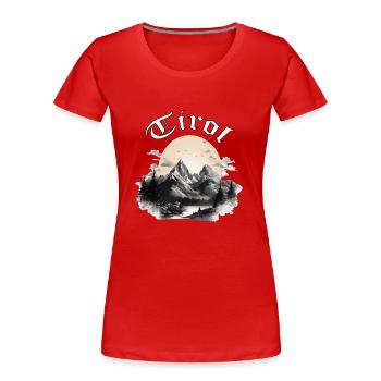 Le Tyrol avec ses montagnes, la fidélité des Alpes à la province du Tyrol - T-shirt bio Premium Femme - rouge - Devant - Mia (176cm)