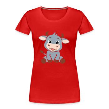 Mignon bébé taureau - T-shirt bio Premium Femme - rouge - Devant - Mia (176cm)