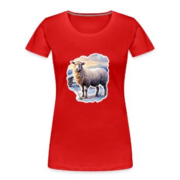 Sheep in the snow - Women's Premium Organic T-Shirt - red - Front - Mia (176cm)