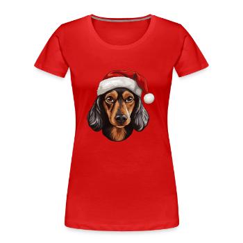 Dachshund Hund Dackel Kopf Weihnachten - Frauen Premium Bio T-Shirt - Rot - Vorne - Mia (176cm)