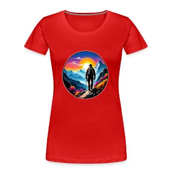 Natur & Bergwandern - Frauen Premium Bio T-Shirt - Rot - Vorne - Mia (176cm)