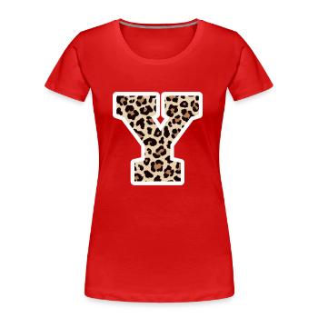 Buchstabe Y Leopardenmuster - Geschenkidee zum Geburtstag - Frauen Premium Bio T-Shirt - Rot - Vorne - Mia (176cm)