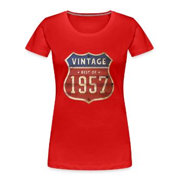 67 ans vintage 1957 édition limitée 67ème - T-shirt bio Premium Femme - rouge - Devant - Mia (176cm)